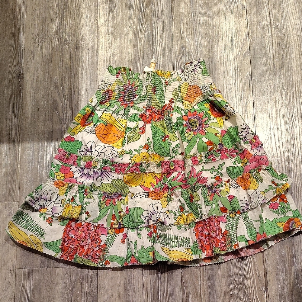 Vibrant Orange and Pink Tiered Midi Skirt